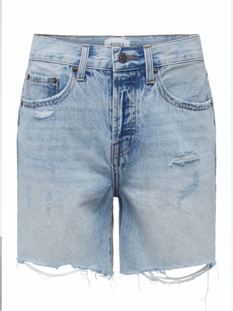 Pistola Devin High Rise Distressed Denim Shorts Size 27, St Tropez Wash